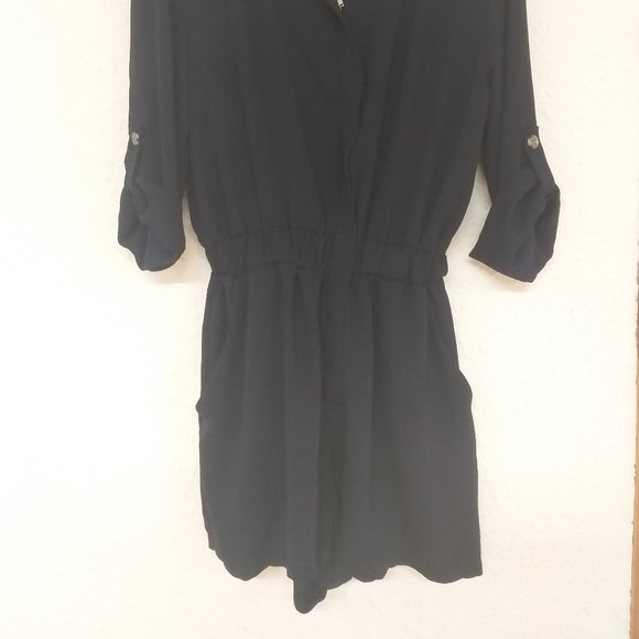Elasticized Zip up Romper - Picture 2 of 3